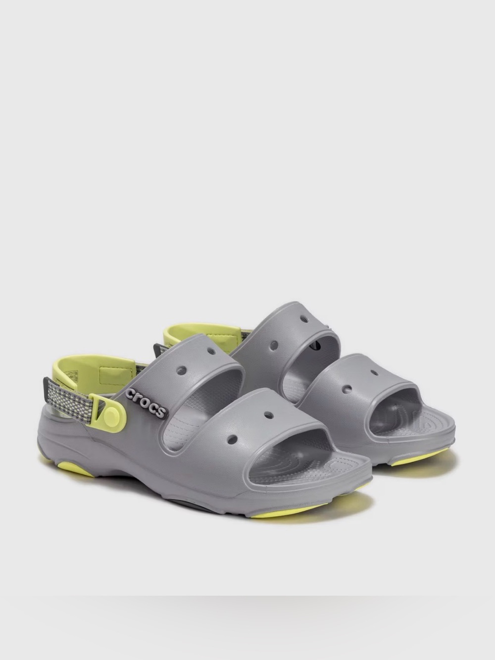 CROCS Women’s Gray and Lime Triple-Strap Sandals